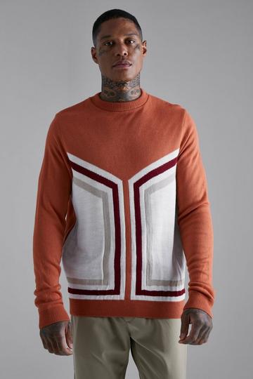 Multi Panel Smart Knitted Jumper rust
