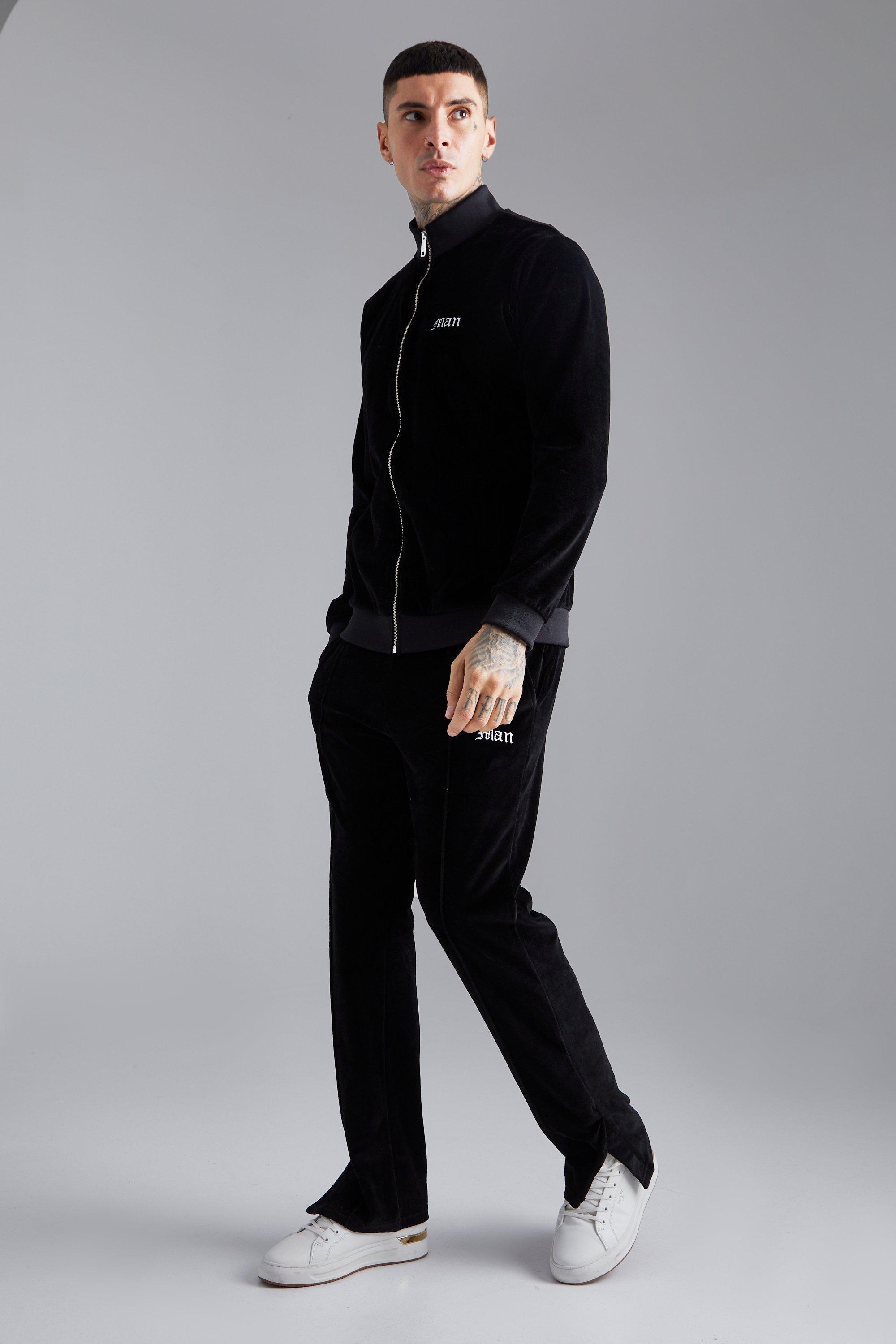 black velour jogging suit