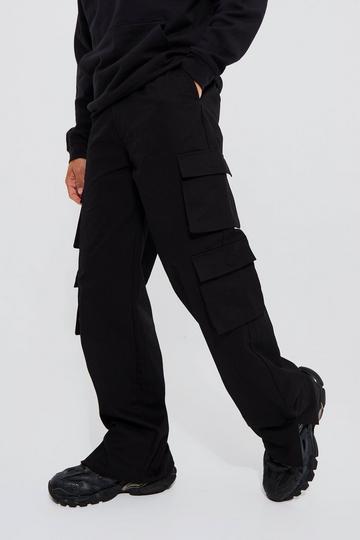 Men's black cargo pants | black cargos | boohoo UK