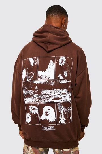 Oversized Space Graphic Hoodie chocolate