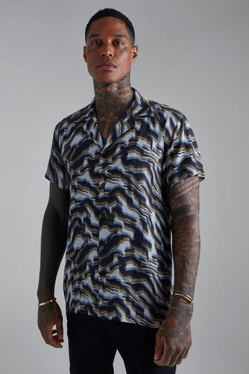 Multi Short Sleeve Blurred Leopard Shirt