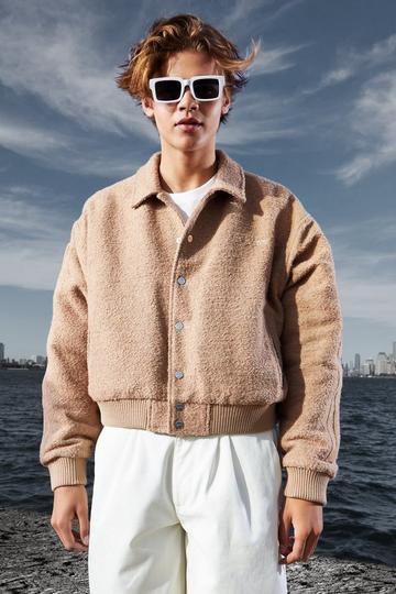 Boucle Boxy Fit Skeleton Applique Jacket sand