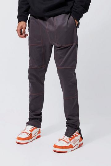Grey Tall Straight Fit Top Stitch Cargo Trouser