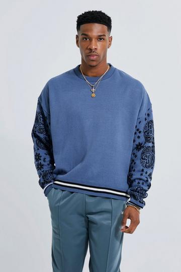 Boxy Bandana Sleeve Placement Knitted Jumper dusty blue