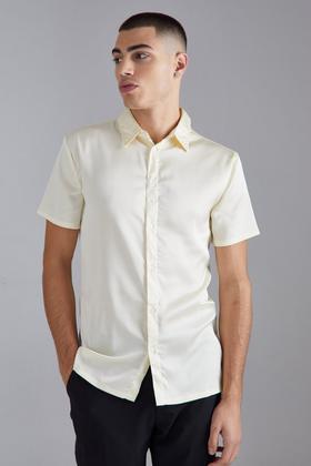 Short Sleeve Boxy Pleated Shirt