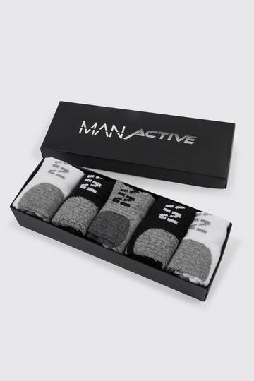 Man Active 5 Pack Gift Boxed Trainer Socks multi