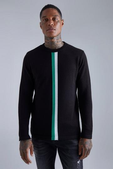 Black Smart Mini Stripe Detail Knitted Jumper