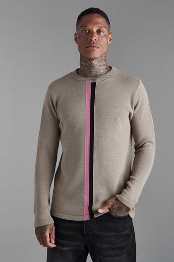 Smart Mini Stripe Detail Knitted Jumper sage