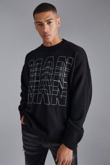 Black Man Repeat Embroidered Jumper