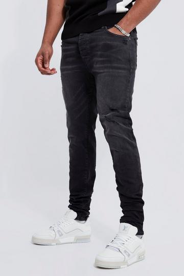 Tall Skinny Stretch Distressed Jeans washed black
