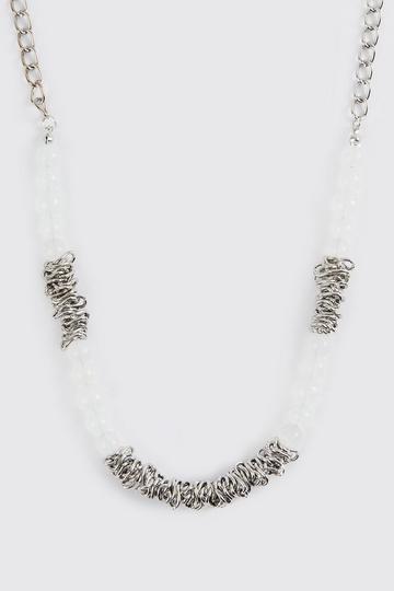 Bead And Chain Detail Necklace silver