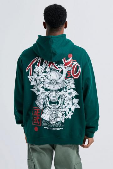 Oversized Tokyo Graphic Hoodie forest