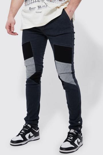 Grey Tall skinny stretch Moto Popper Hem Jean
