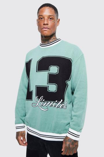 Black Oversized 13 Limited Varsity Jumper