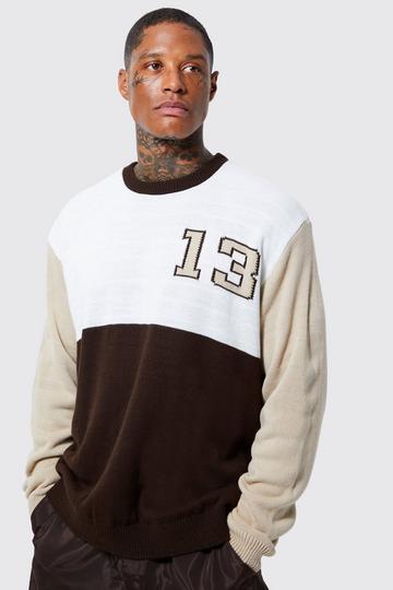 Colourblock 13 Oversized Knitted Jumper chocolate