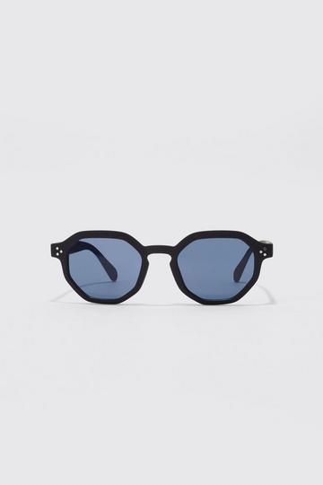 Rubberised Hexagon Sunglasses black