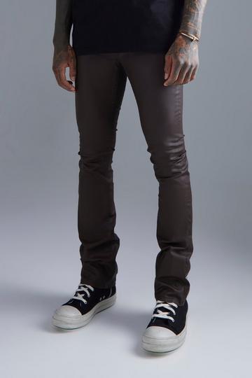 Brown Skinny Flare Coated Jeans