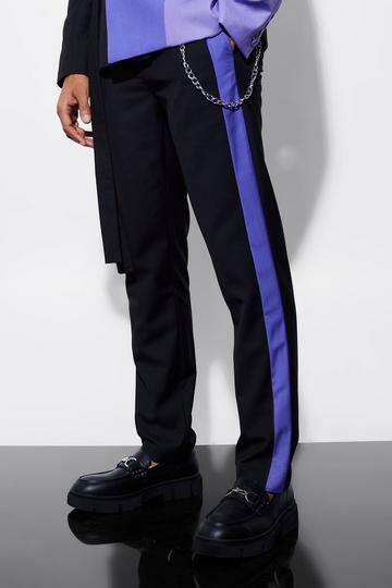 Slim Side Panel Suit Trousers purple