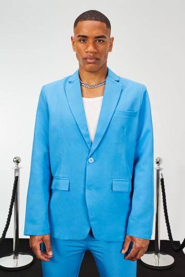 Oversized Single Breasted Suit Jacket blue