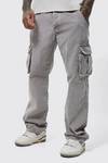 Acid Wash Relaxed Fit Cargo Trousers