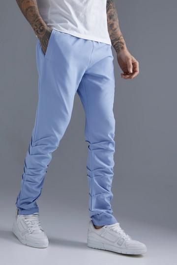 Blue Stacked Leg Tailored Trouser