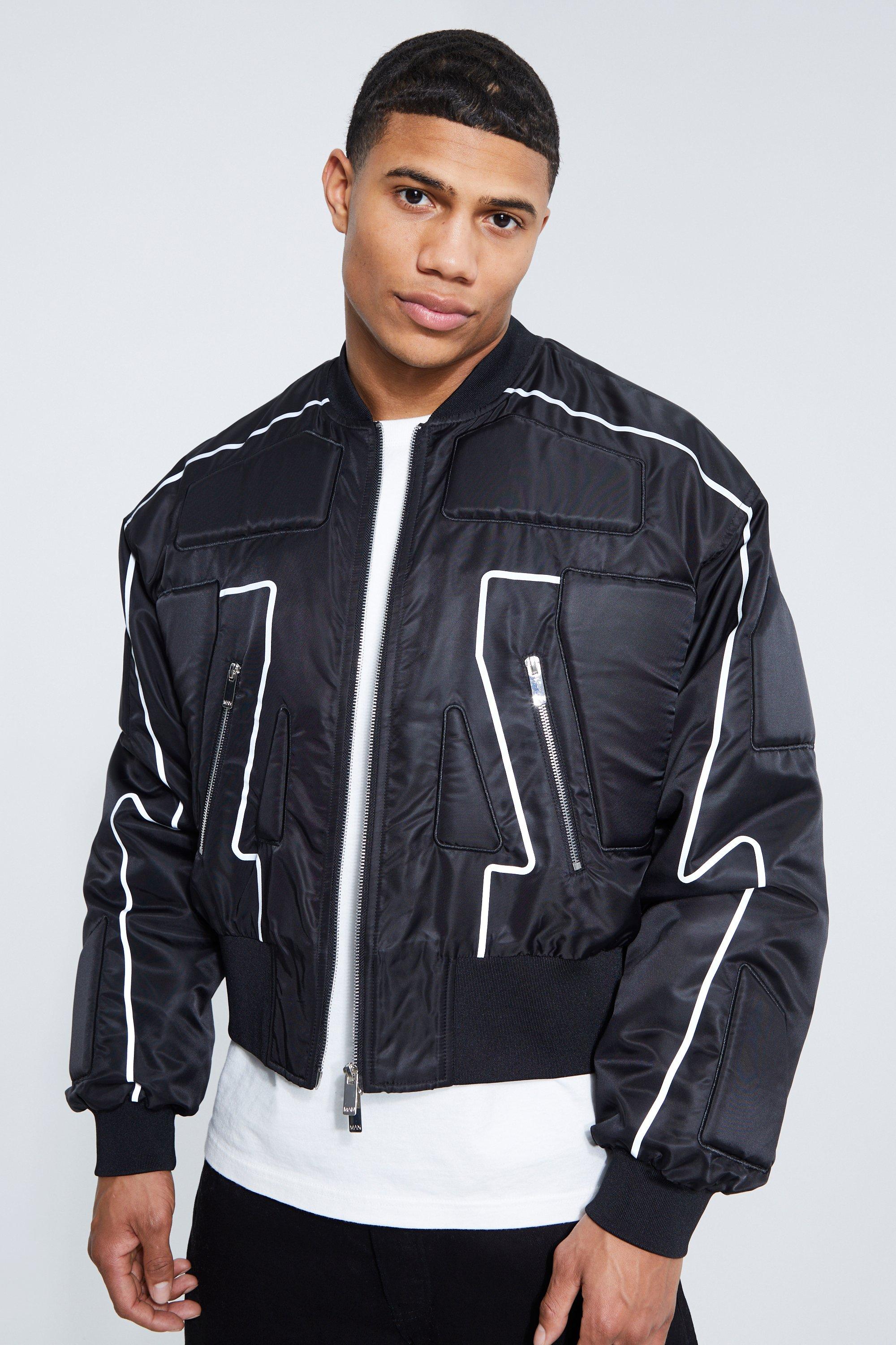 Men's Nylon Oversized Turbo Moto Bomber Jacket | Boohoo UK