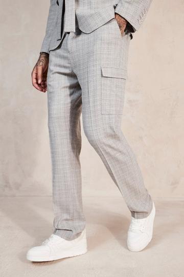 Straight Leg Cargo Pocket Suit Trousers grey