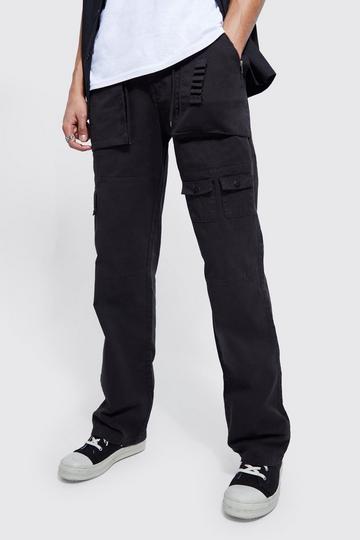 Men's black cargo pants | black cargos | boohoo UK