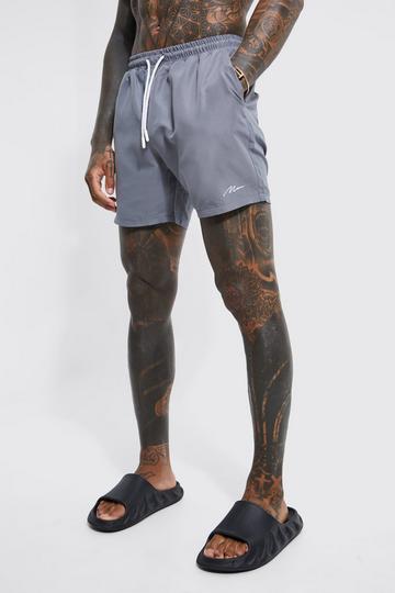 Man Signature Mid Length Swim Shorts grey