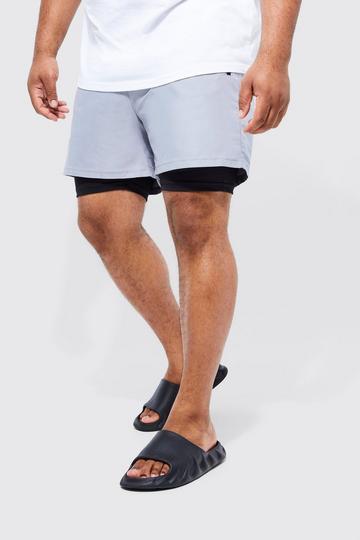 Plus 2in1 Mid Length Swim Short grey