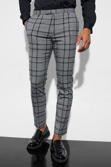 Black Skinny Fit Check Suit Trousers