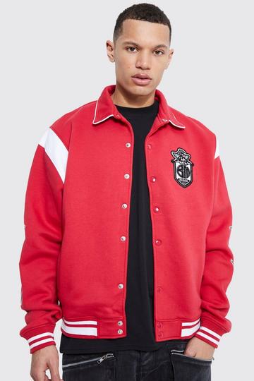 Red Tall Boxy Fit Limited Edition Jersey Jacket