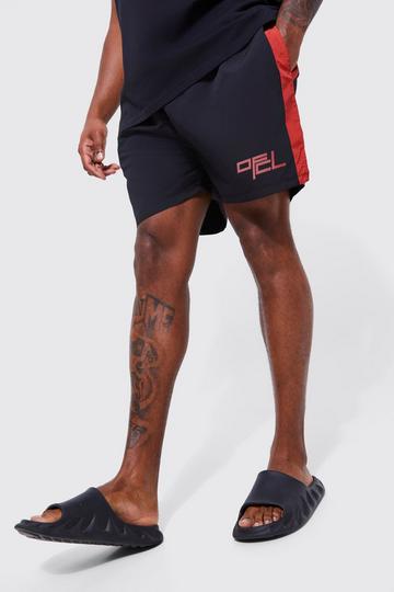 Plus Mid Length Side Stripe Ofcl Swim Shorts black