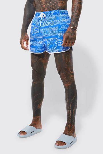 Runner Man Printed Swim Shorts blue