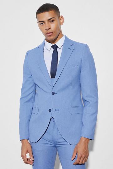 Blue Skinny Micro Texture Suit Jacket