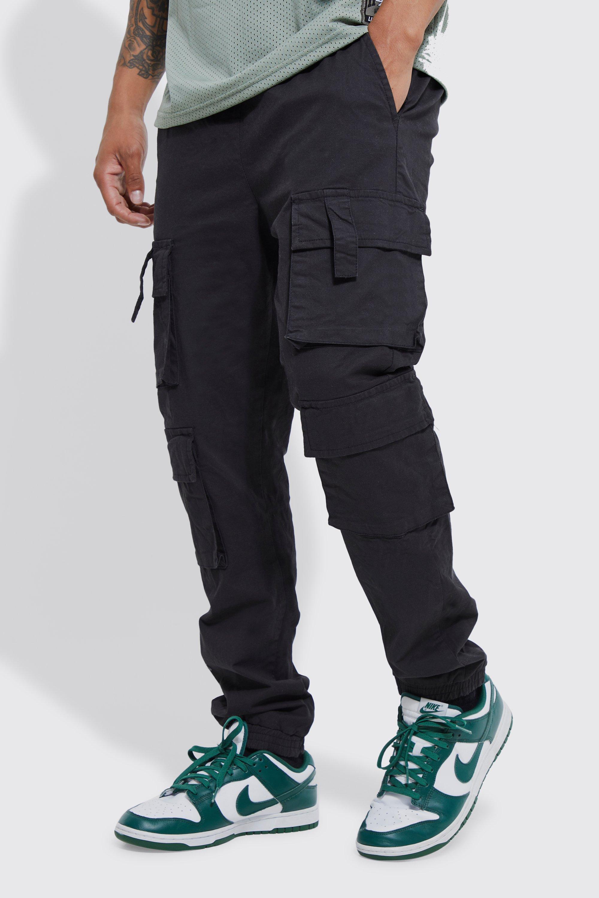 Plus Slim Leg Multi Pocket Cargo Trousers | boohooMAN USA Plus Slim Leg Multi Pocket Cargo Trousers | boohooMAN USA