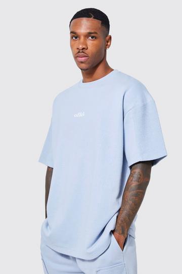 Oversized Silicone Print Panelled T-shirt blue