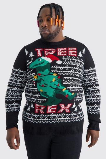 Plus Tree Rex Christmas Jumper black