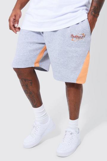 Plus Relaxed Contrast Gusset Jersey Short grey marl