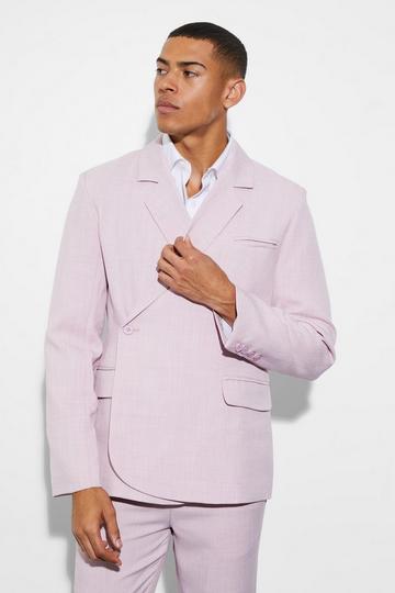 Pink Slim Single Breasted Wrap Plain Suit Jacket