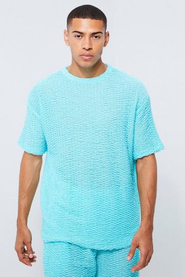 Oversized Textured Fringe T-shirt aqua