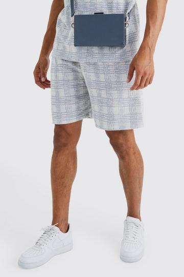 Slim Fit Mid Length Boucle Check Short lilac