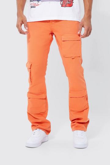 Fixed Waist Skinny Stacked Cargo Trouser orange