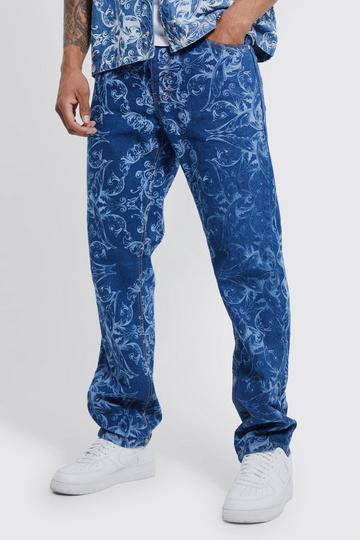 Relaxed Baroque Laser Print Jeans mid blue