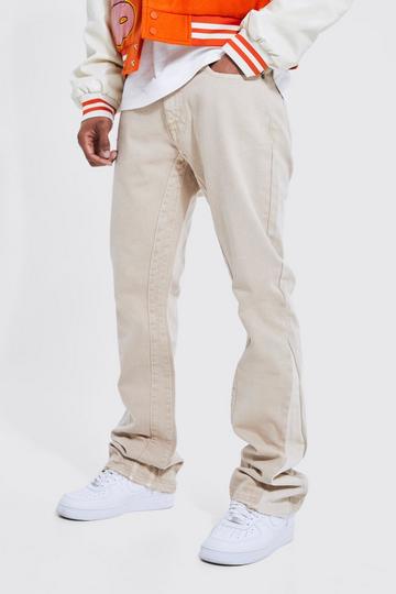 Slim Flare Overdyed Jeans With Panels taupe