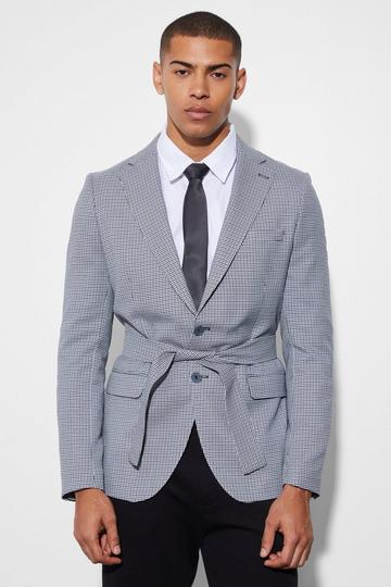 Slim Single Breasted Blazer With Belt black