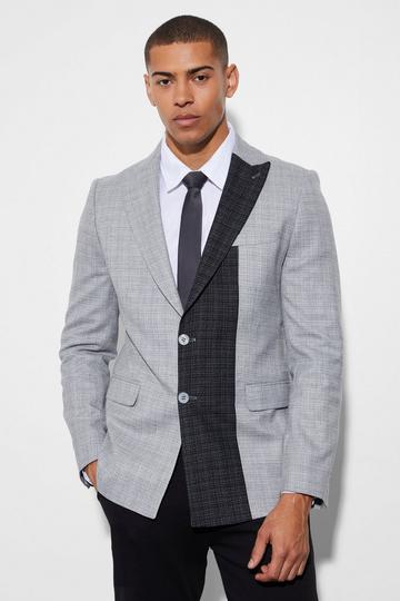 Black Slim Single Breasted Contrast Lapel Blazer