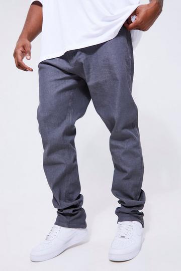 Grey Plus Skinny Stacked Zip Gusset Coated Jean