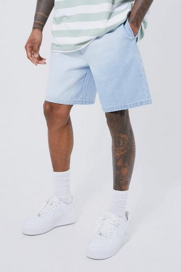 Blue Relaxed Fit Bleached Denim Shorts