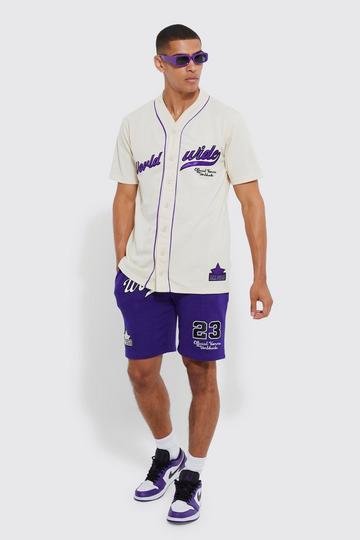 International Baseball Mesh Shirt & Short Set ecru